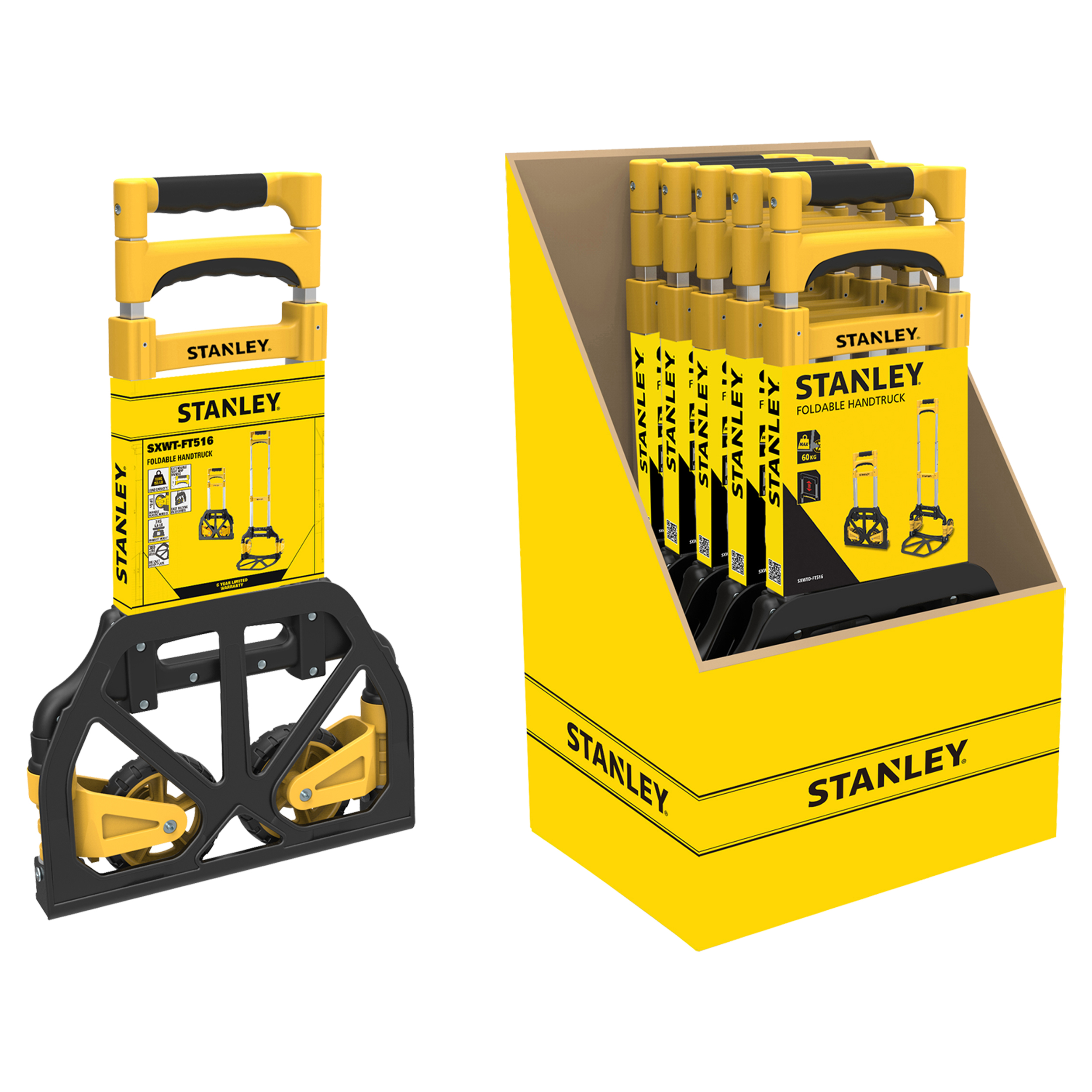 83.500.10 Stanley  steekwagen vouwbaar - aluminium - 70 kg - SXWT-FT516 PDQ geel/zwart 40 x 41 x 100 cm