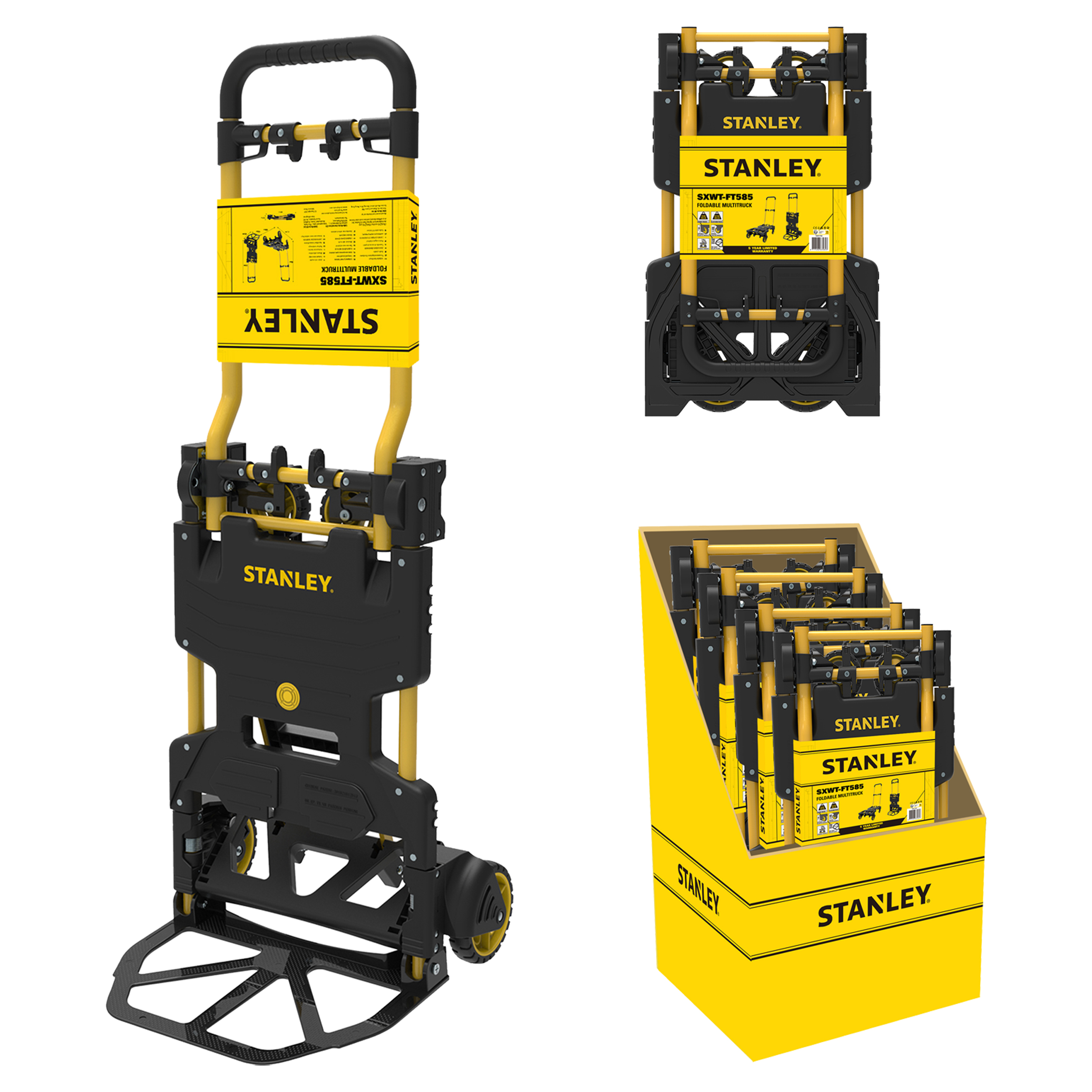 83.500.31 Stanley  steekwagen 2-in-1 - staal - 70/137 kg - SXWT-FT585 PDQ geel/zwart 41.5 x 45 x 110 cm