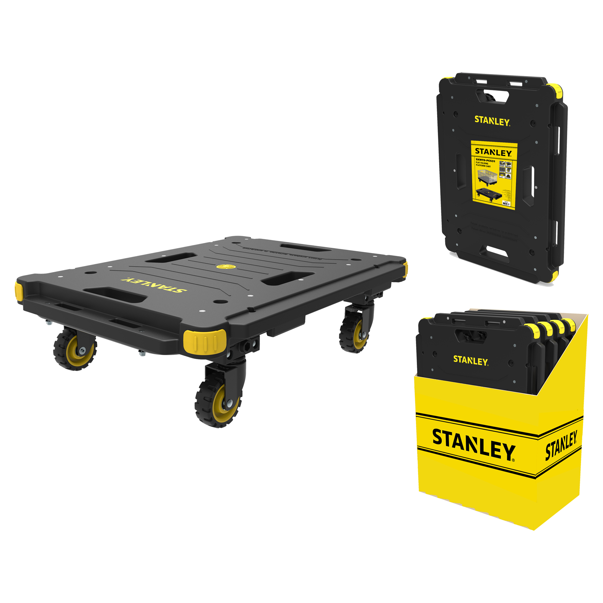 83.500.46 Stanley  platformwagen vouwbaar - kunststof - 137 kg - SXWT-PC531 PDQ zwart/geel 60 x 45 x 16.7 cm