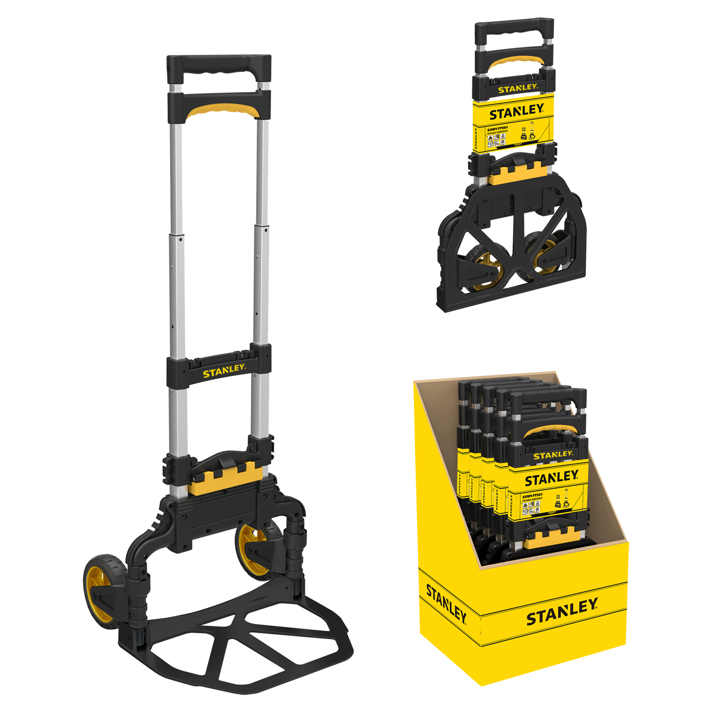 83.500.49 Stanley  steekwagen vouwbaar - aluminium - 70 kg - SXWT-FT501 PDQ geel/zwart 40 x 41 x 100 cm