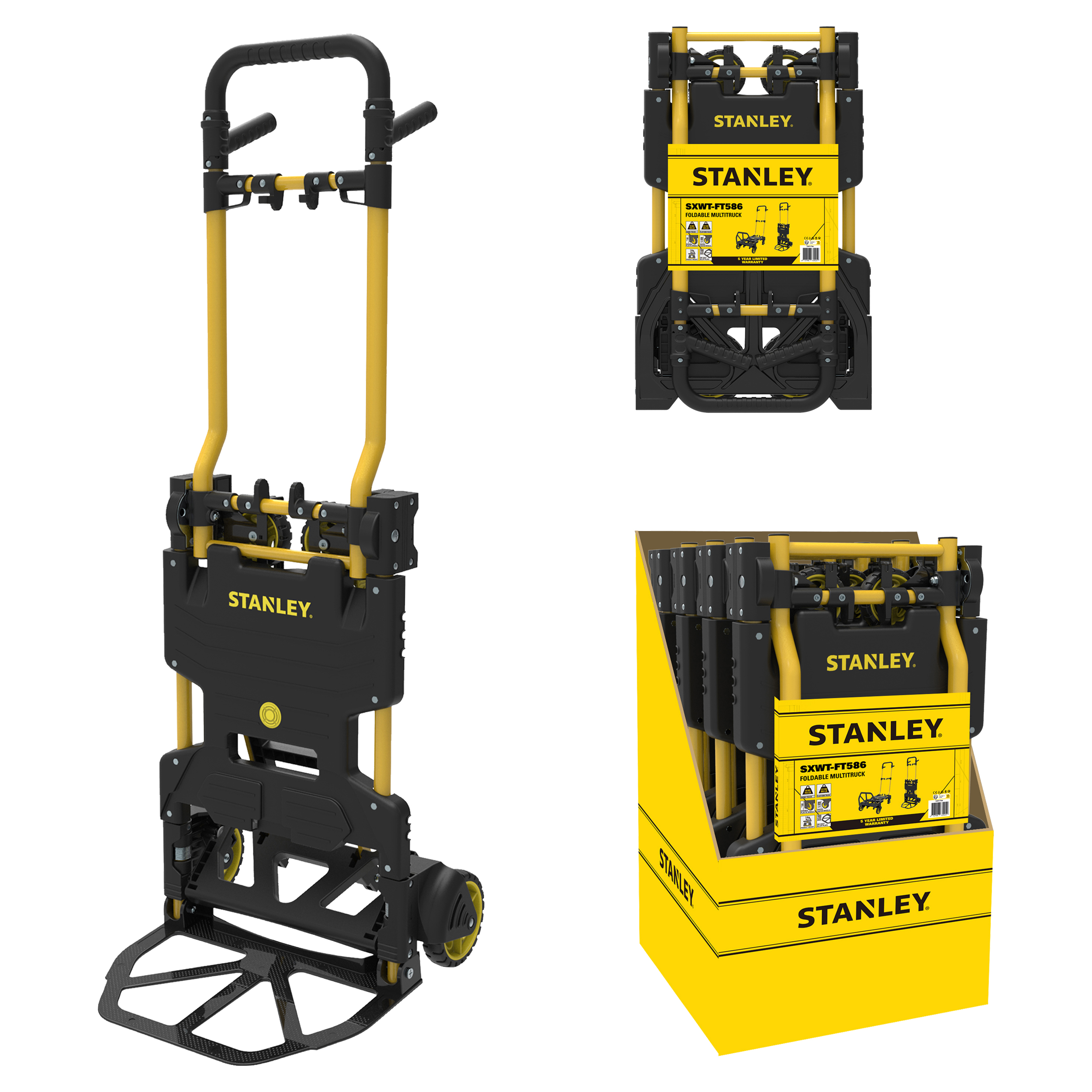 83.500.91 Stanley  steekwagen 2-in-1 - staal - 70/137 kg - SXWT-FT586 PDQ geel/zwart 41.5 x 45 x 110 cm