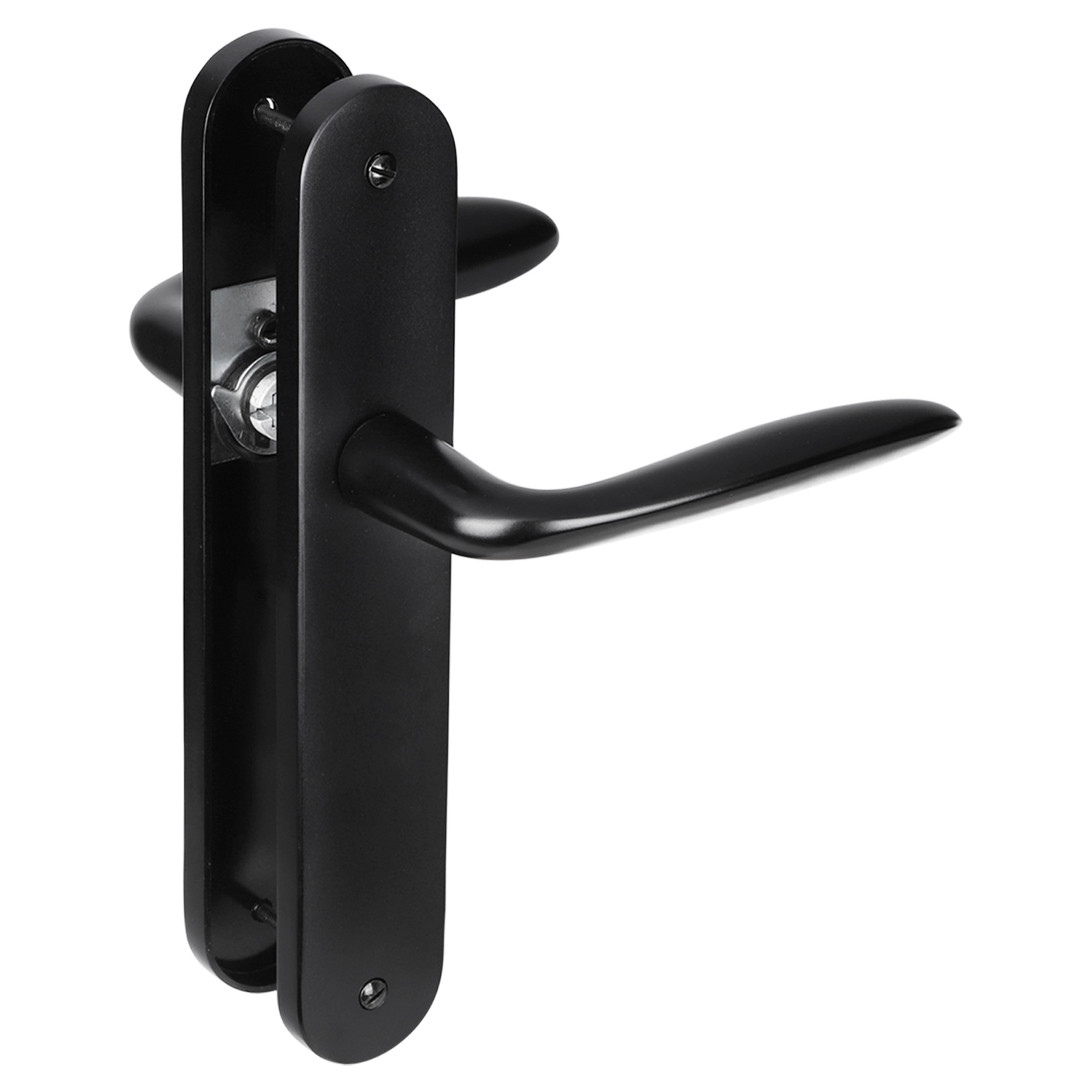 86.012.44 Impresso Lake deurkruk met ovaal deurschild blind met schroef - zwart