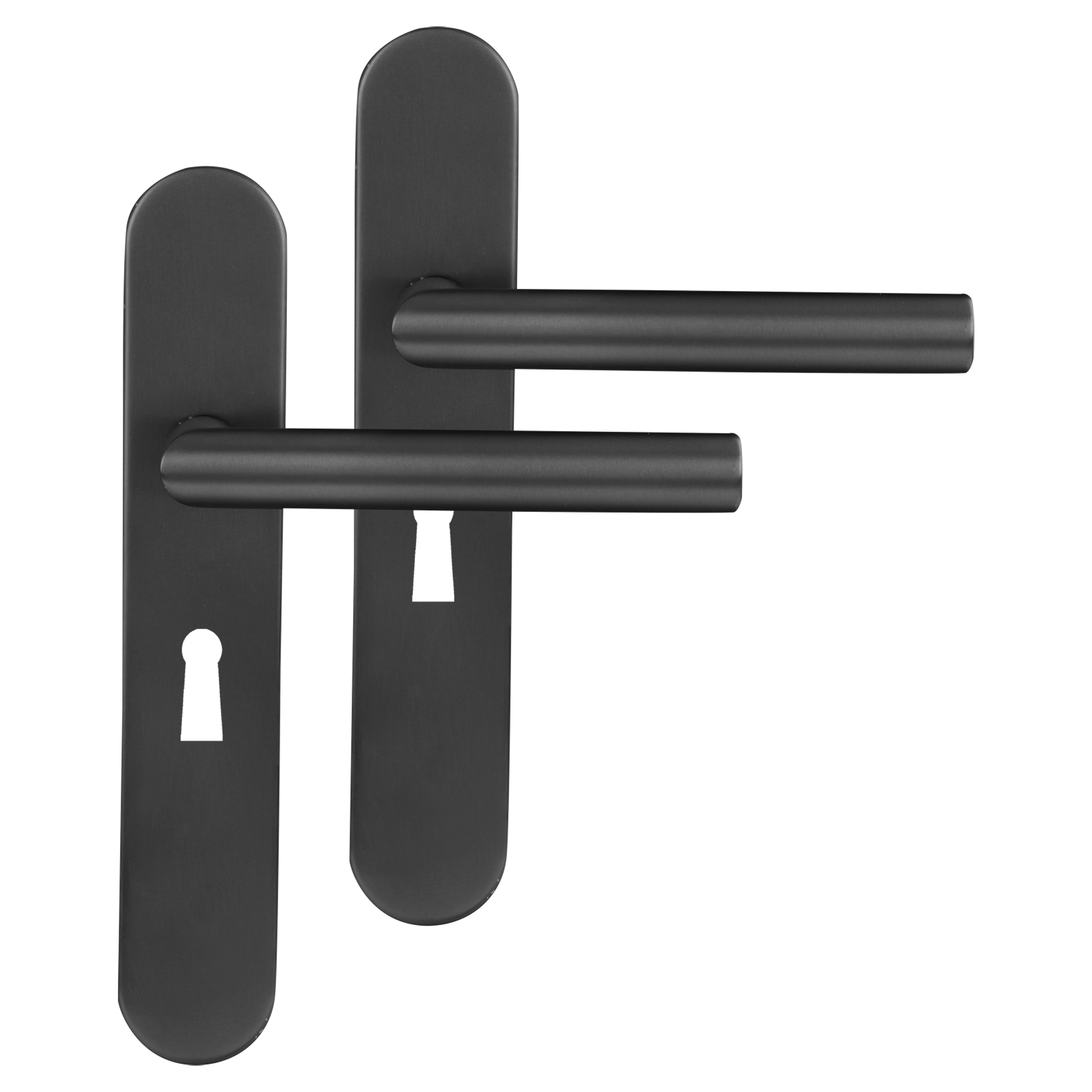 86.020.22 Differnz Amsterdam deurkruk ovaal schild - sleutel 56 mm gun metal 
