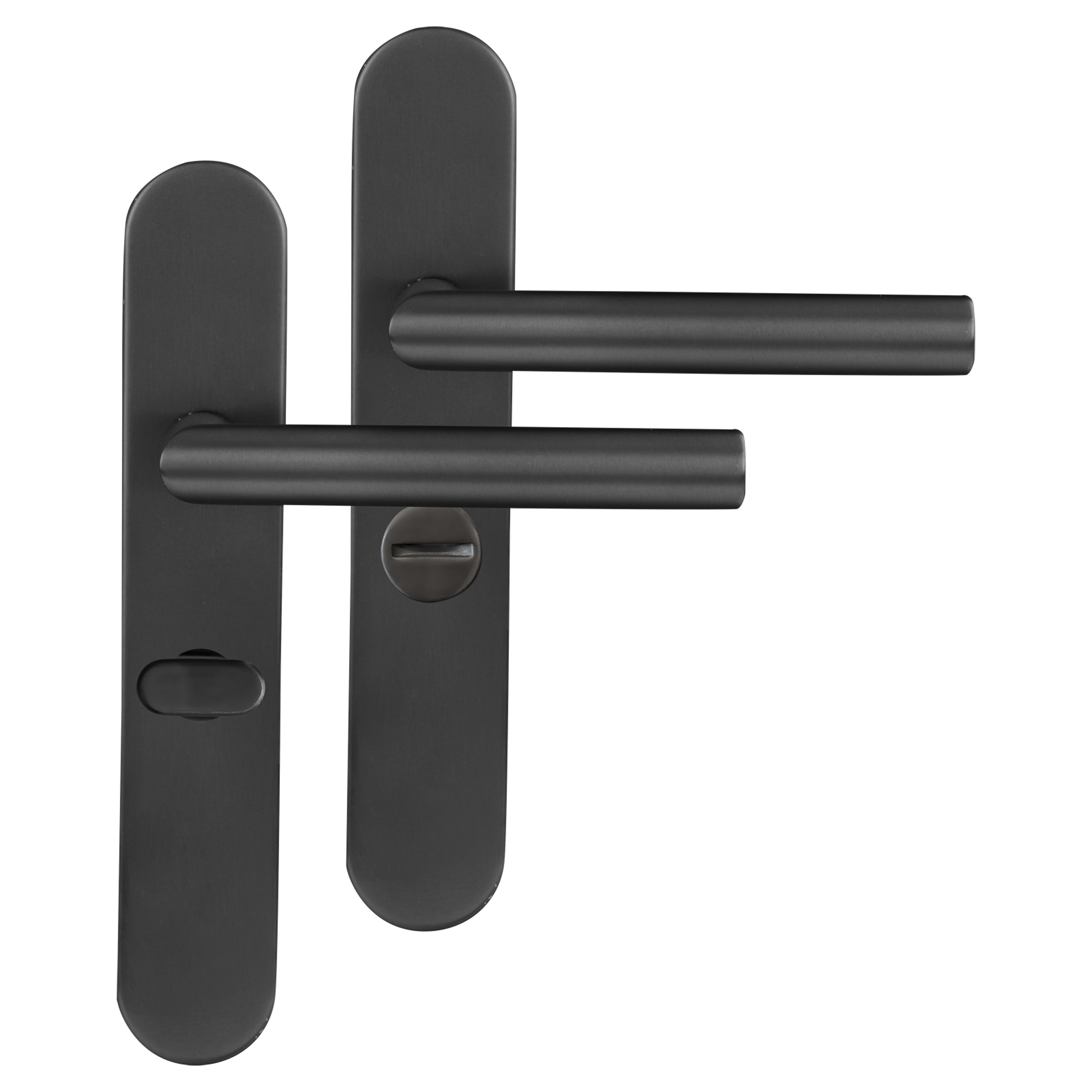 86.020.24 Differnz Amsterdam deurkruk ovaal schild - WC 63 mm gun metal 