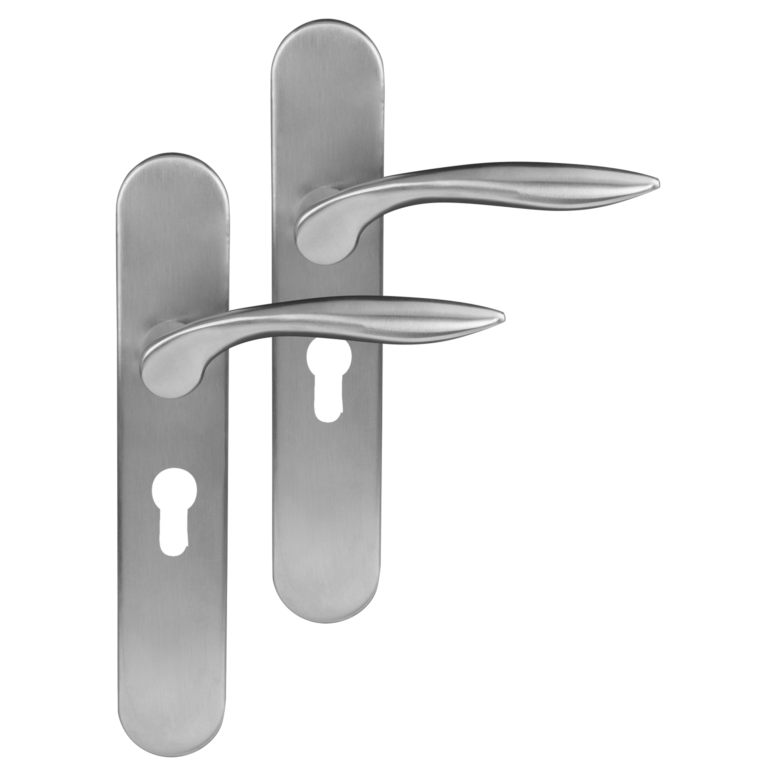 86.023.03 Differnz Groningen deurkruk ovaal schild - cilinder 55 mm mat chroom 