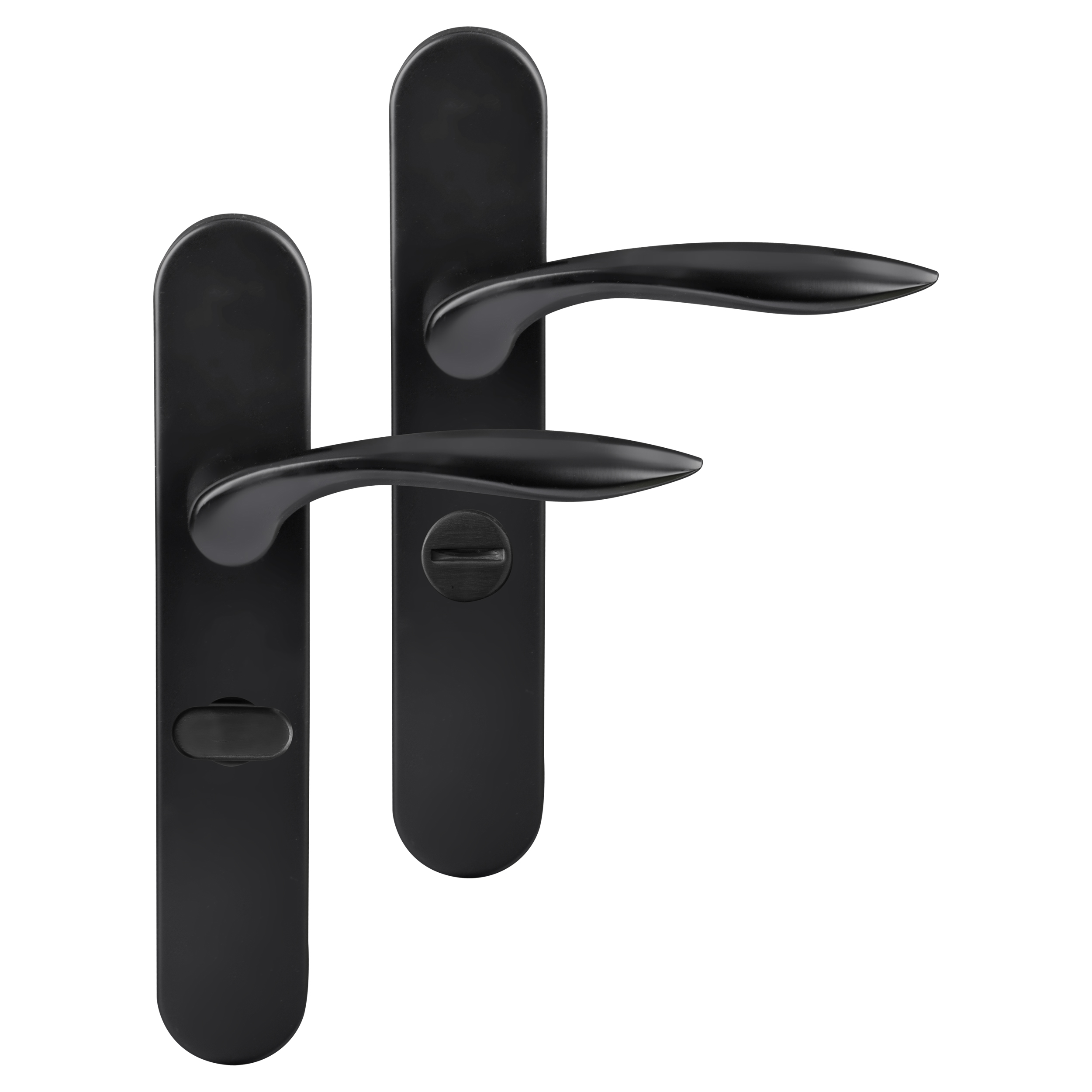 86.023.14 Differnz Groningen deurkruk ovaal schild - WC 63 mm zwart 