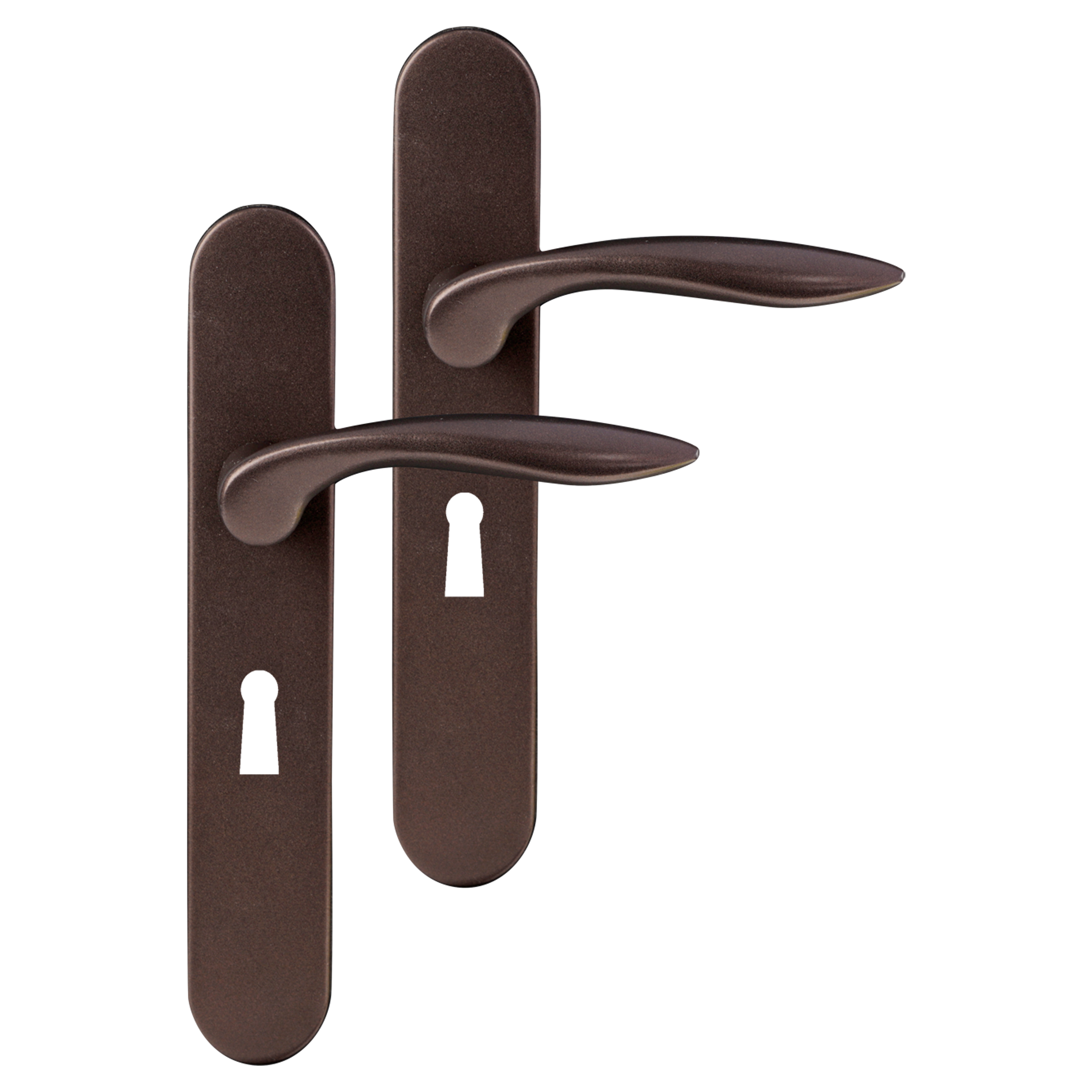 86.023.52 Differnz Groningen deurkruk ovaal schild - sleutel 56 mm brons 