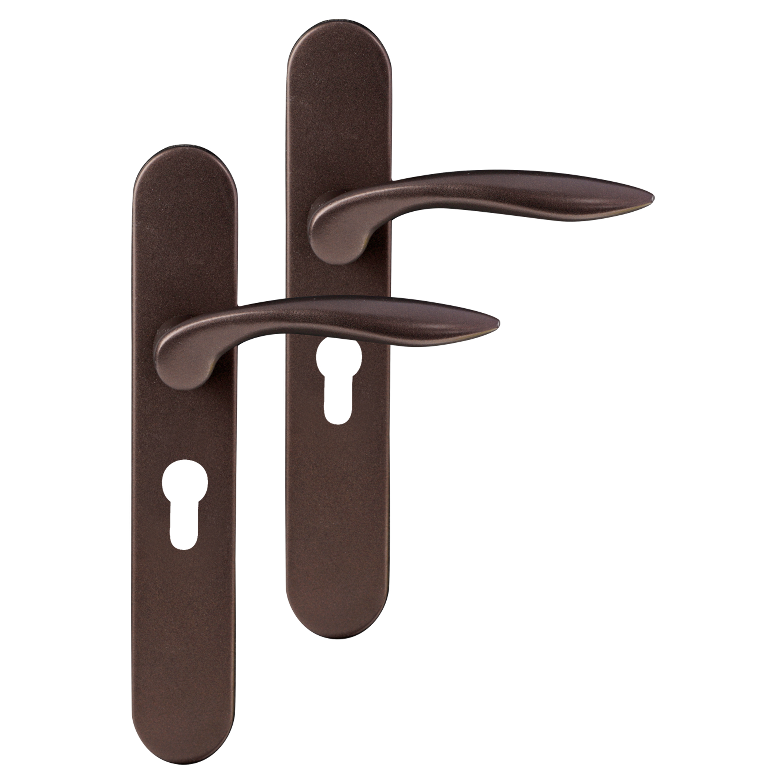 86.023.53 Differnz Groningen deurkruk ovaal schild - cilinder 55 mm brons 
