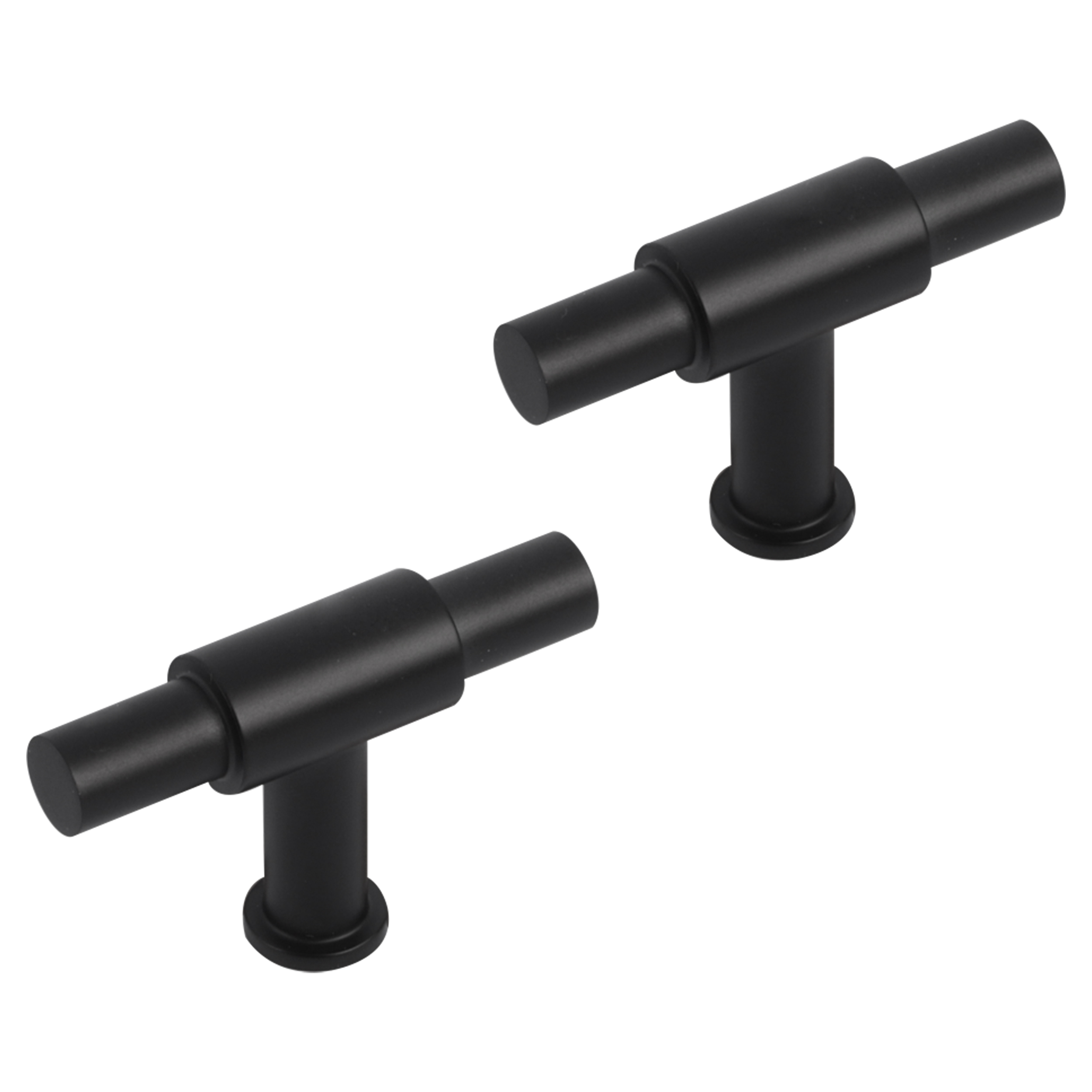 86.048.18 Differnz  knop t-model mat zwart 56 mm