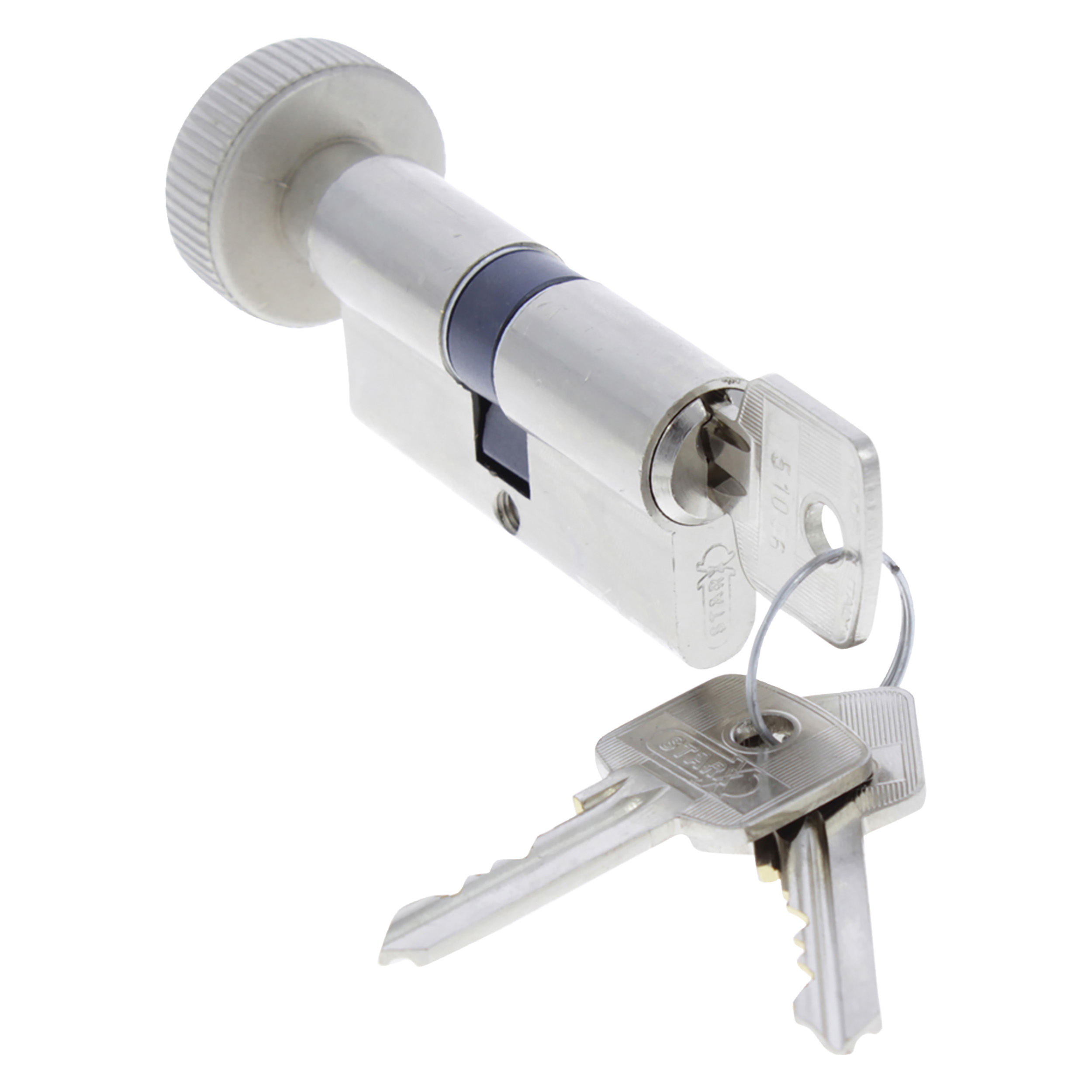 87.602.24 Starx  profielcilinder met knop - vernikkeld  60 mm
