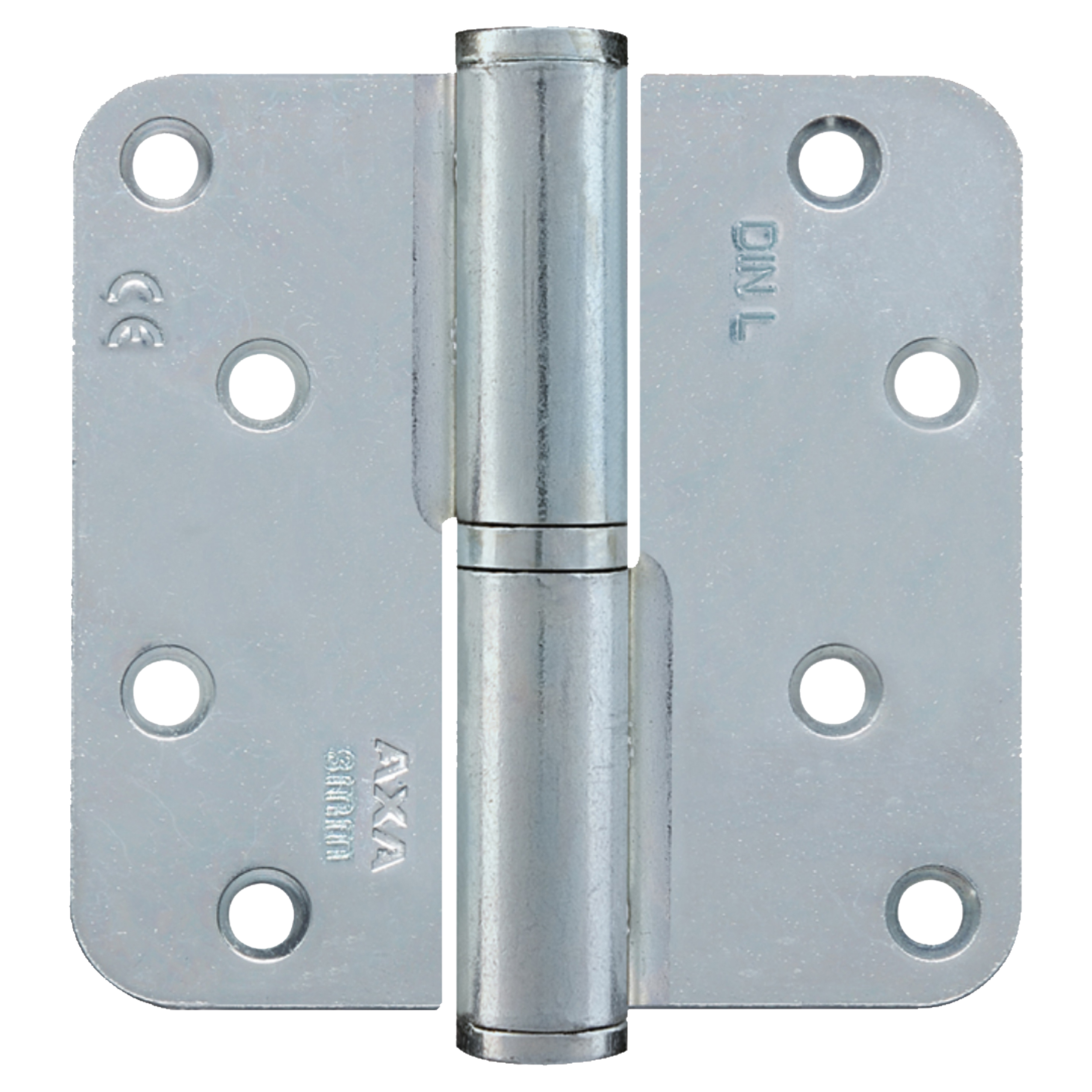 87.603.65 Axa  kogelpaumelle din links - met messing pen - afgeronde hoeken - verzinkt  89 x 89 mm